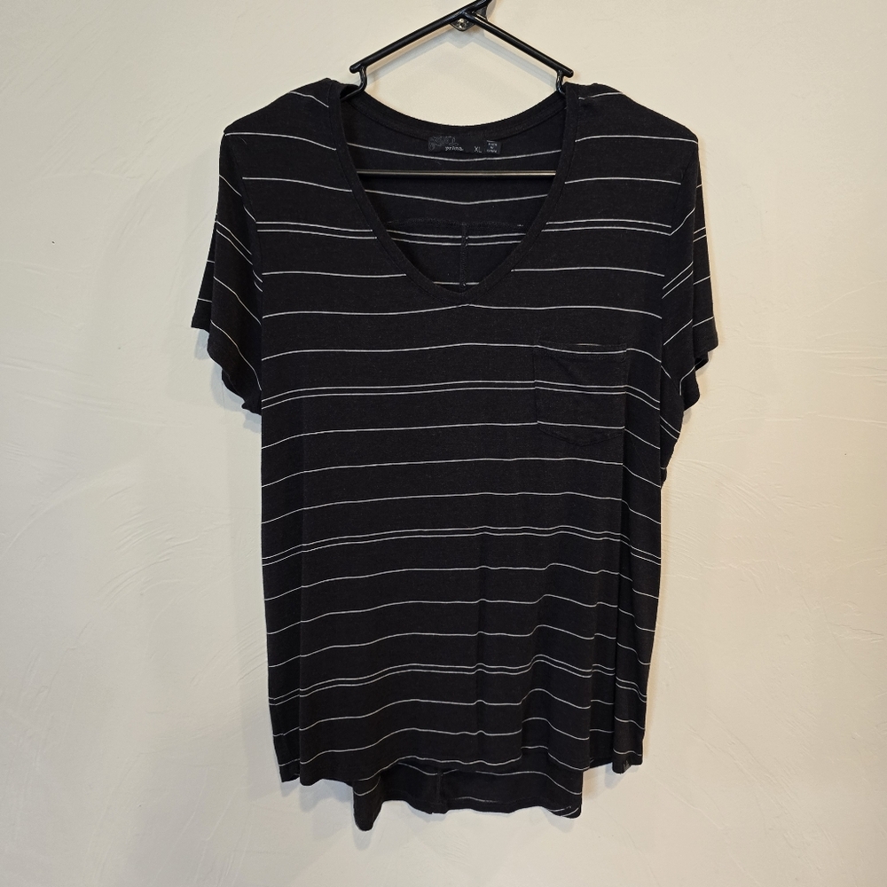 Prana Foundation Short-Sleeved T-shirt, Charcoal Heather Stripe, XL
